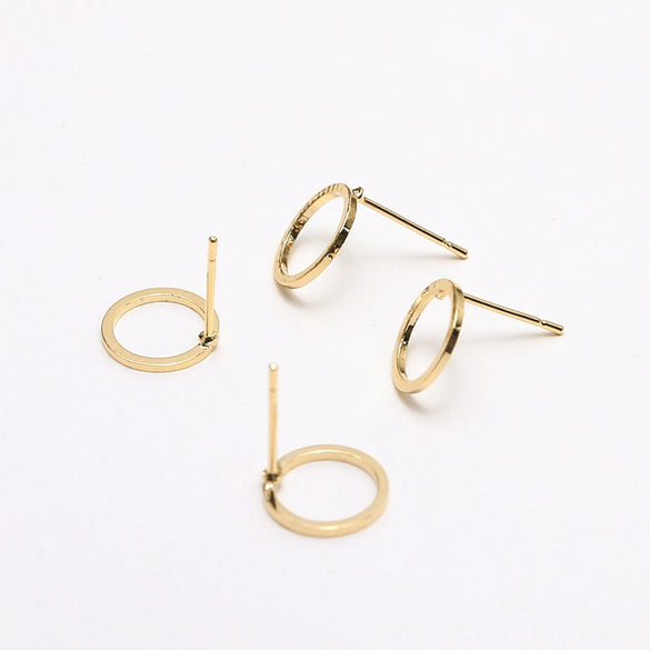 Handmade Copper Earring With Real Gold Plating Semicircular C Shaped And Line Pattern