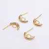 Handmade Copper Earring With Real Gold Plating Semicircular C Shaped And Line Pattern