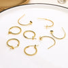 Handmade Copper Earring With Real Gold Plating Semicircular C Shaped And Line Pattern
