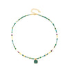 Handmade Copper Geometric Clavicle Chain With Natural Turquoise And Freshwater Pearl Necklace Jewelry For Women