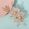 Handmade Copper Pearl Floral Headband Retro Gold Petal Hair Accessory For Women Bridal Wedding Xiuhe Dress Headwear