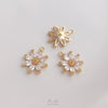 Handmade Copper Pendant With Natural Zircon Daisy Flower Double Hanging Design In Electroplated Gold Color For Diy Jewelry Making