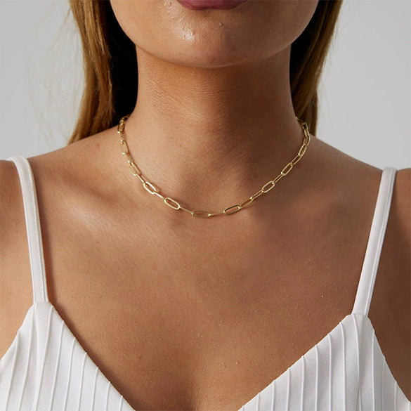 Handmade Copper Plated Real Gold Geometric Style Women's Retro Necklace Jewelry Wholesale