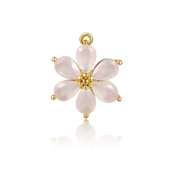 Handmade Copper Women's Flower Earrings With Real Gold Plating And Zirconium Accents