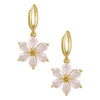 Handmade Copper Women's Flower Earrings With Real Gold Plating And Zirconium Accents