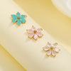 Handmade Copper Women's Flower Earrings With Real Gold Plating And Zirconium Accents
