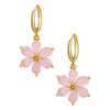 Handmade Copper Women's Flower Earrings With Real Gold Plating And Zirconium Accents