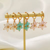 Handmade Copper Women's Flower Earrings With Real Gold Plating And Zirconium Accents