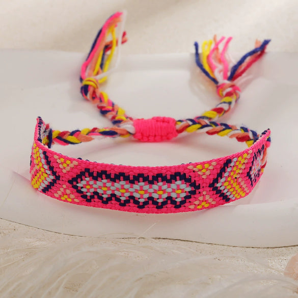 Handmade Cord Bracelet With Rhombus Pattern Ethnic Retro Bohemian Style For Women