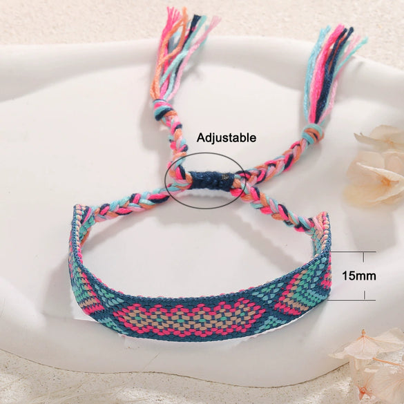 Handmade Cord Bracelet With Rhombus Pattern Ethnic Retro Bohemian Style For Women