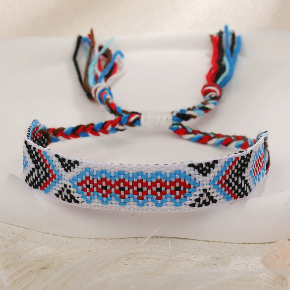 Handmade Cord Bracelet With Rhombus Pattern Ethnic Retro Bohemian Style For Women