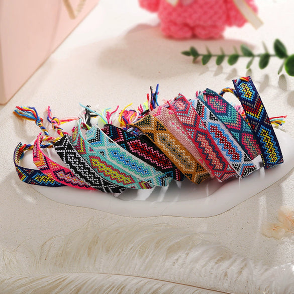 Handmade Cord Bracelet With Rhombus Pattern Ethnic Retro Bohemian Style For Women