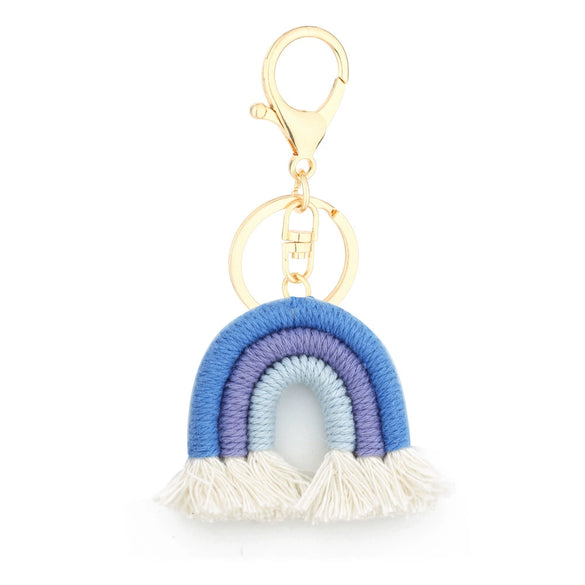 Handmade Cotton Woven Rainbow Keychain Car Hanging Pendant