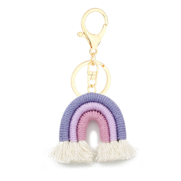 Handmade Cotton Woven Rainbow Keychain Car Hanging Pendant