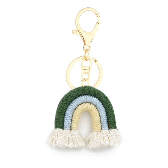 Handmade Cotton Woven Rainbow Keychain Car Hanging Pendant