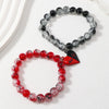 Handmade Couple Glass Bead Bracelet With Cortex Material And Heart Pattern