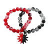 Handmade Couple Glass Bead Bracelet With Cortex Material And Heart Pattern