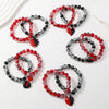 Handmade Couple Glass Bead Bracelet With Cortex Material And Heart Pattern