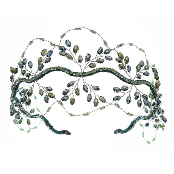 Handmade Crystal Beaded Bridal Crown Wedding Headpiece Mesh Hair Band Fashion Headwear
