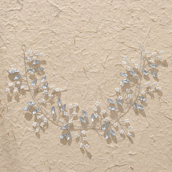 Handmade Crystal Beaded Leaf Bridal Headband For Women Wedding Hair Accessory With Rhinestone Headdress