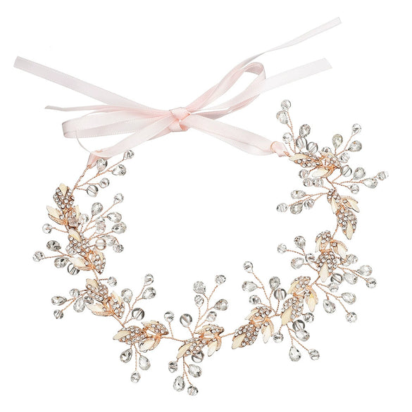 Handmade Crystal Leaf Headband For Women Wedding Hair Accessories Bridal Jewelry