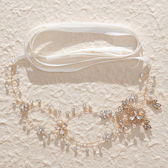 Handmade Crystal Leaf Headband For Women Wedding Hair Accessories Bridal Jewelry