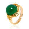 Handmade Crystal Raw Stone Winding Ring With Gold Plated Adjustable Drop Shape Geometric Design For Unisex Jewelry