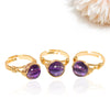 Handmade Crystal Raw Stone Winding Ring With Gold Plated Adjustable Drop Shape Geometric Design For Unisex Jewelry