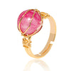 Handmade Crystal Raw Stone Winding Ring With Gold Plated Adjustable Drop Shape Geometric Design For Unisex Jewelry