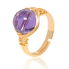Handmade Crystal Raw Stone Winding Ring With Gold Plated Adjustable Drop Shape Geometric Design For Unisex Jewelry