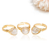 Handmade Crystal Raw Stone Winding Ring With Gold Plated Adjustable Drop Shape Geometric Design For Unisex Jewelry