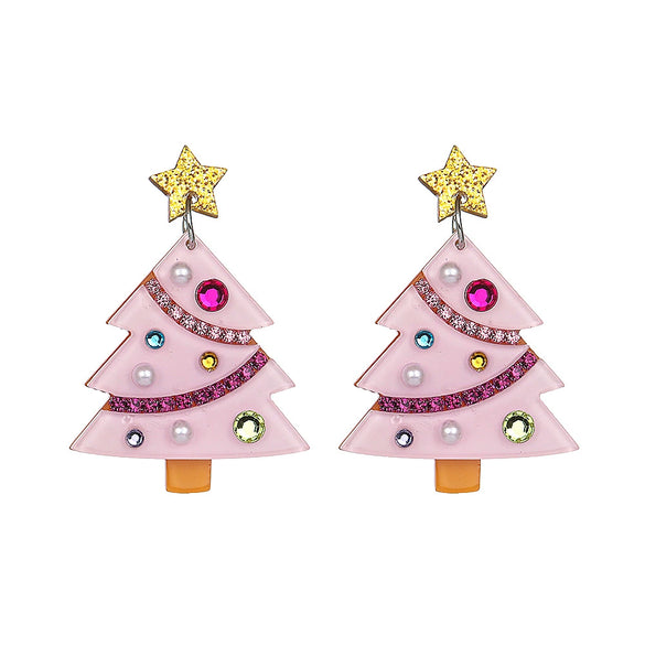 Handmade Diy Christmas Earrings With Acrylic Christmas Tree And Gingerbread Man Pendant