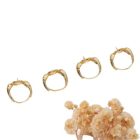 Handmade Diy Earrings Copper 14K Goldplated Inlaid Pearl Zircon Ear Buckle Ear Hook