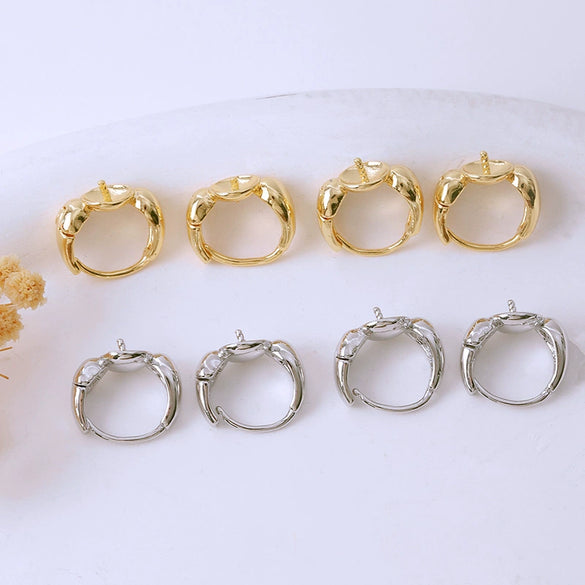 Handmade Diy Earrings Copper 14K Goldplated Inlaid Pearl Zircon Ear Buckle Ear Hook