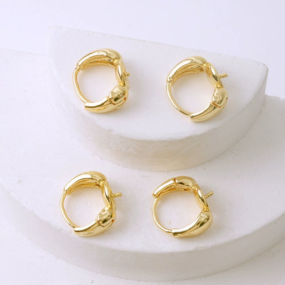Handmade Diy Earrings Copper 14K Goldplated Inlaid Pearl Zircon Ear Buckle Ear Hook