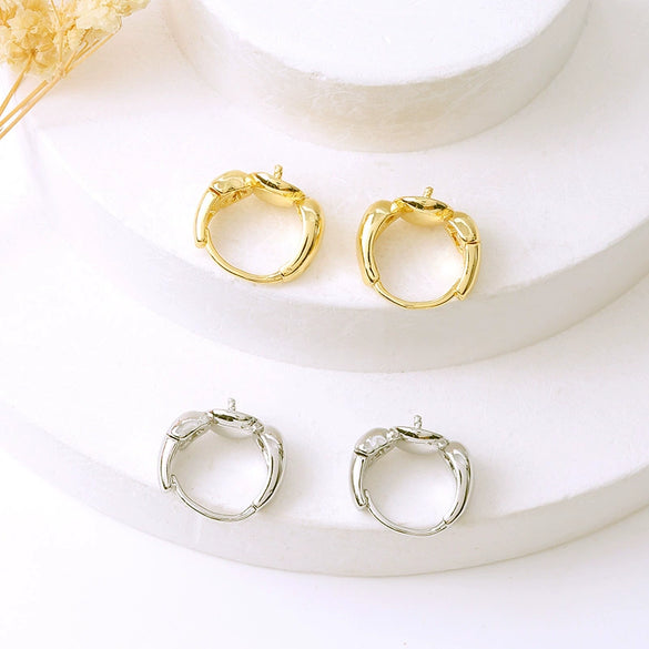 Handmade Diy Earrings Copper 14K Goldplated Inlaid Pearl Zircon Ear Buckle Ear Hook