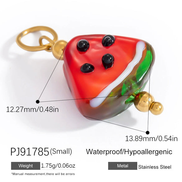 Handmade Diy Jewelry Accessories Glass Glazed Simulation Strawberry Pendant Electroplated