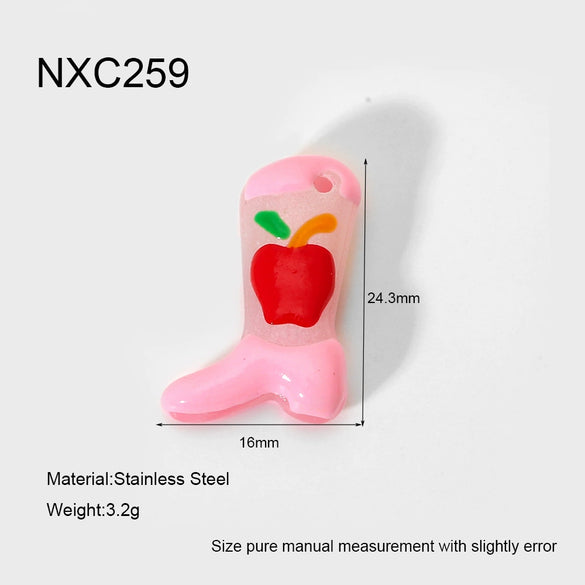 Handmade Diy Jewelry Accessories Heartshaped Love Boots Charms With Dripping Oil Glass Beads