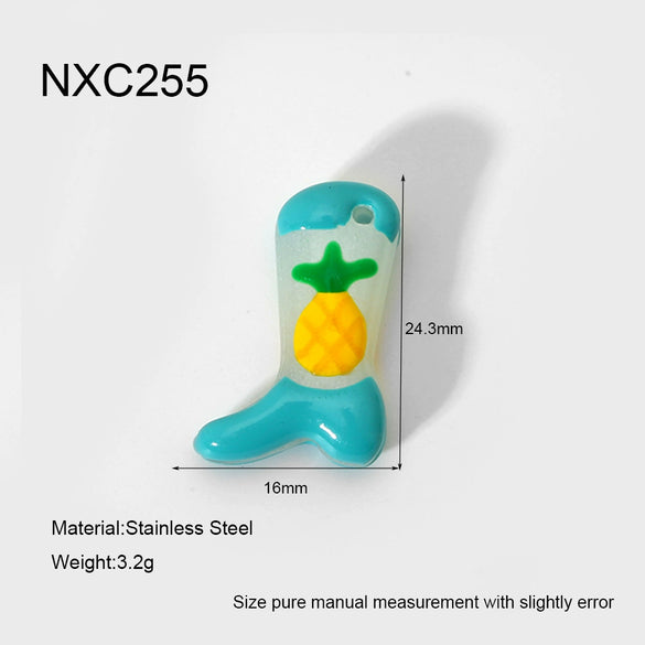 Handmade Diy Jewelry Accessories Heartshaped Love Boots Charms With Dripping Oil Glass Beads