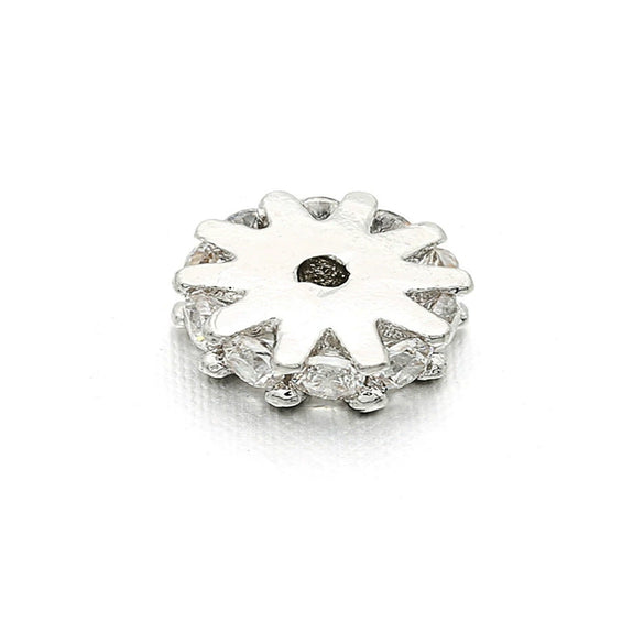 Handmade Diy Jewelry Loose Beads Gasket Accessories 925 Silver Inlaid Zircon Gear Beads For Bracelet And Necklace