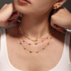 Handmade Double Layered Light Luxury Necklace With Natural Stone And Stainless Steel Chain Electroplated