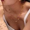 Handmade Double Layered Light Luxury Necklace With Natural Stone And Stainless Steel Chain Electroplated