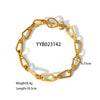 Handmade Doublelayer Stacked Drop Unisex Stainless Steel Handcuff Bracelet And Necklace Set With Pvd Furnace Real Gold Electroplating Light Luxury Style