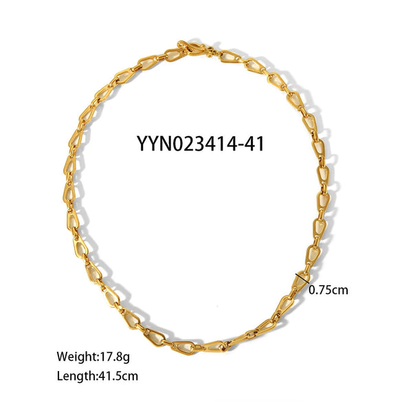 Handmade Doublelayer Stacked Drop Unisex Stainless Steel Handcuff Bracelet And Necklace Set With Pvd Furnace Real Gold Electroplating Light Luxury Style