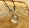 Handmade Dried Dandelion Flower Glass Ball Pendant Leather Rope Necklace For Women