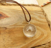 Handmade Dried Dandelion Flower Glass Ball Pendant Leather Rope Necklace For Women