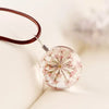 Handmade Dried Dandelion Flower Glass Ball Pendant Leather Rope Necklace For Women