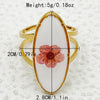 Handmade Dried Flower Epoxy Resin Printing Open Ring Stainless Steel Electroplated