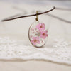 Handmade Dried Flower Necklace With Crystal Real Flower Pattern Organic Glass Pendant And Rope Chain Natural Style