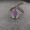 Handmade Dried Flower Necklace With Crystal Real Flower Pattern Organic Glass Pendant And Rope Chain Natural Style